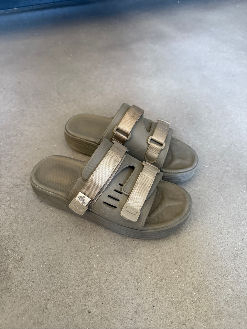 Suicoke Olive Green Slide Sandals